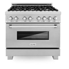 ZLINE 36-Inch 4.6 cu. ft. Electric Oven and Gas Cooktop Dual Fuel Range with Griddle in Fingerprint Resistant Stainless - RAS-SN-GR-36 - The Home Selection