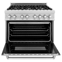 ZLINE 36-Inch 4.6 cu. ft. Electric Oven and Gas Cooktop Dual Fuel Range with Griddle in Fingerprint Resistant Stainless - RAS-SN-GR-36 - The Home Selection