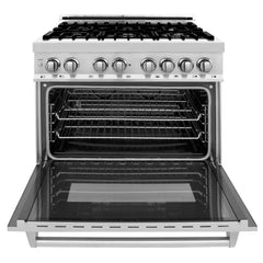 ZLINE 36-Inch 4.6 cu. ft. Electric Oven and Gas Cooktop Dual Fuel Range with Griddle in Stainless Steel - RA-GR-36 - The Home Selection