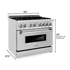 ZLINE 36-Inch 4.6 cu. ft. Electric Oven and Gas Cooktop Dual Fuel Range with Griddle in Stainless Steel - RA-GR-36 - The Home Selection