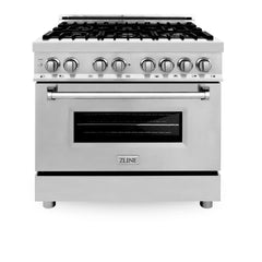 ZLINE 36-Inch 4.6 cu. ft. Electric Oven and Gas Cooktop Dual Fuel Range with Griddle in Stainless Steel - RA-GR-36 - The Home Selection