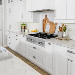 ZLINE 36-Inch Porcelain Gas Stovetop in Fingerprint Resistant Stainless Steel with 6 Gas Burners and Griddle - RTS-GR-36 - The Home Selection