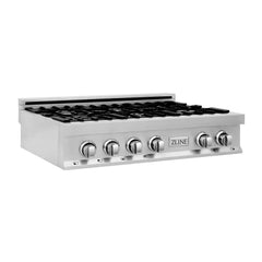 ZLINE 36-Inch Porcelain Gas Stovetop with 6 Gas Burners and Griddle - RT-GR-36 - The Home Selection