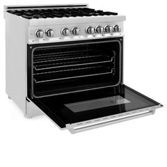 ZLINE 36" Kitchen Package with Stainless Steel Dual Fuel Range and Convertible Vent Range Hood - 2KP-RARH36 - The Home Selection