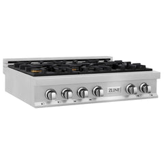 ZLINE 36" Porcelain Gas Stovetop in DuraSnow® Stainless Steel with 6 Gas Burners - RTS-36 - The Home Selection