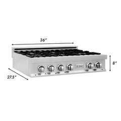 ZLINE 36" Porcelain Gas Stovetop with 6 Gas Burners - RT36 - The Home Selection