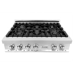 ZLINE 36" Porcelain Gas Stovetop with 6 Gas Burners - RT36 - The Home Selection