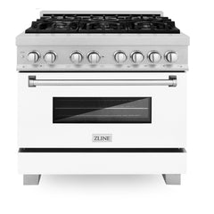 ZLINE 36" Professional Dual Fuel Range in DuraSnow - RAS-36 - The Home Selection