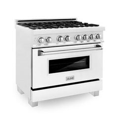 ZLINE 36" Professional Dual Fuel Range in DuraSnow - RAS-36 - The Home Selection