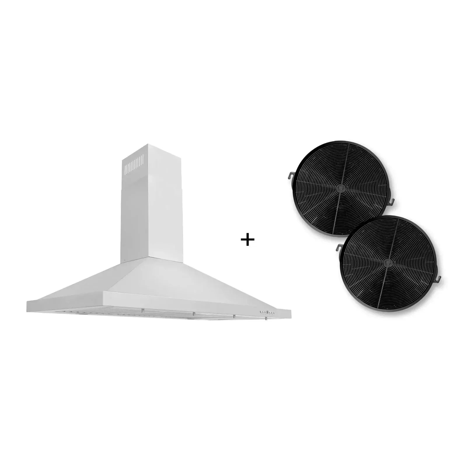 ZLINE 42" Convertible Wall Mount Range Hood in Stainless Steel with Set of 2 Charcoal Filters, LED lighting and Dishwasher-Safe Baffle Filters - KB-CF-42 - The Home Selection