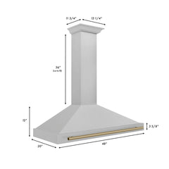 ZLINE 48" Autograph Edition DuraSnow® Stainless Steel Range Hood with DuraSnow® Stainless Steel Shell (KB4SNZ-48) - The Home Selection