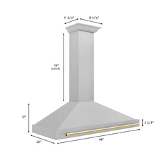 ZLINE 48" Autograph Edition DuraSnow® Stainless Steel Range Hood with DuraSnow® Stainless Steel Shell (KB4SNZ-48) - The Home Selection
