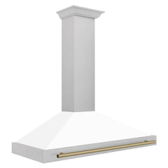 ZLINE 48" Autograph Edition DuraSnow® Stainless Steel Range Hood with White Matte Shell (KB4SNZ-WM48) - The Home Selection