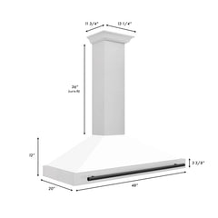ZLINE 48" Autograph Edition DuraSnow® Stainless Steel Range Hood with White Matte Shell (KB4SNZ-WM48) - The Home Selection