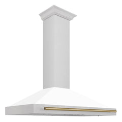ZLINE 48" Autograph Edition DuraSnow® Stainless Steel Range Hood with White Matte Shell (KB4SNZ-WM48) - The Home Selection
