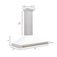 ZLINE 48" Autograph Edition DuraSnow® Stainless Steel Range Hood with White Matte Shell (KB4SNZ-WM48) - The Home Selection