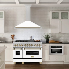 ZLINE 48" Autograph Edition DuraSnow® Stainless Steel Range Hood with White Matte Shell (KB4SNZ-WM48) - The Home Selection