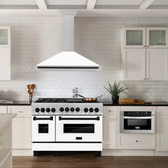 ZLINE 48" Autograph Edition DuraSnow® Stainless Steel Range Hood with White Matte Shell (KB4SNZ-WM48) - The Home Selection