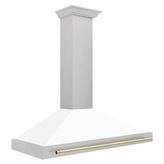 ZLINE 48" Autograph Edition DuraSnow® Stainless Steel Range Hood with White Matte Shell (KB4SNZ-WM48) - The Home Selection