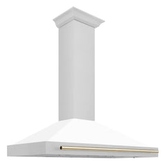 ZLINE 48" Autograph Edition DuraSnow® Stainless Steel Range Hood with White Matte Shell (KB4SNZ-WM48) - The Home Selection