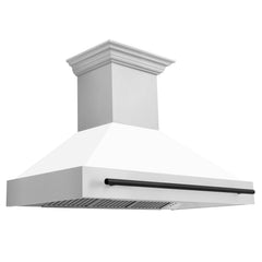 ZLINE 48" Autograph Edition Stainless Steel Range Hood with White Matte Shell and Handle - 8654STZ-WM48 - The Home Selection