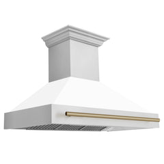ZLINE 48" Autograph Edition Stainless Steel Range Hood with White Matte Shell and Handle - 8654STZ-WM48 - The Home Selection