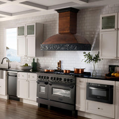ZLINE 48" Black Stainless 6.0 cu.ft. 7 Gas Burner/Electric Oven Range with Brass Burners - RAB-BR-48 - The Home Selection
