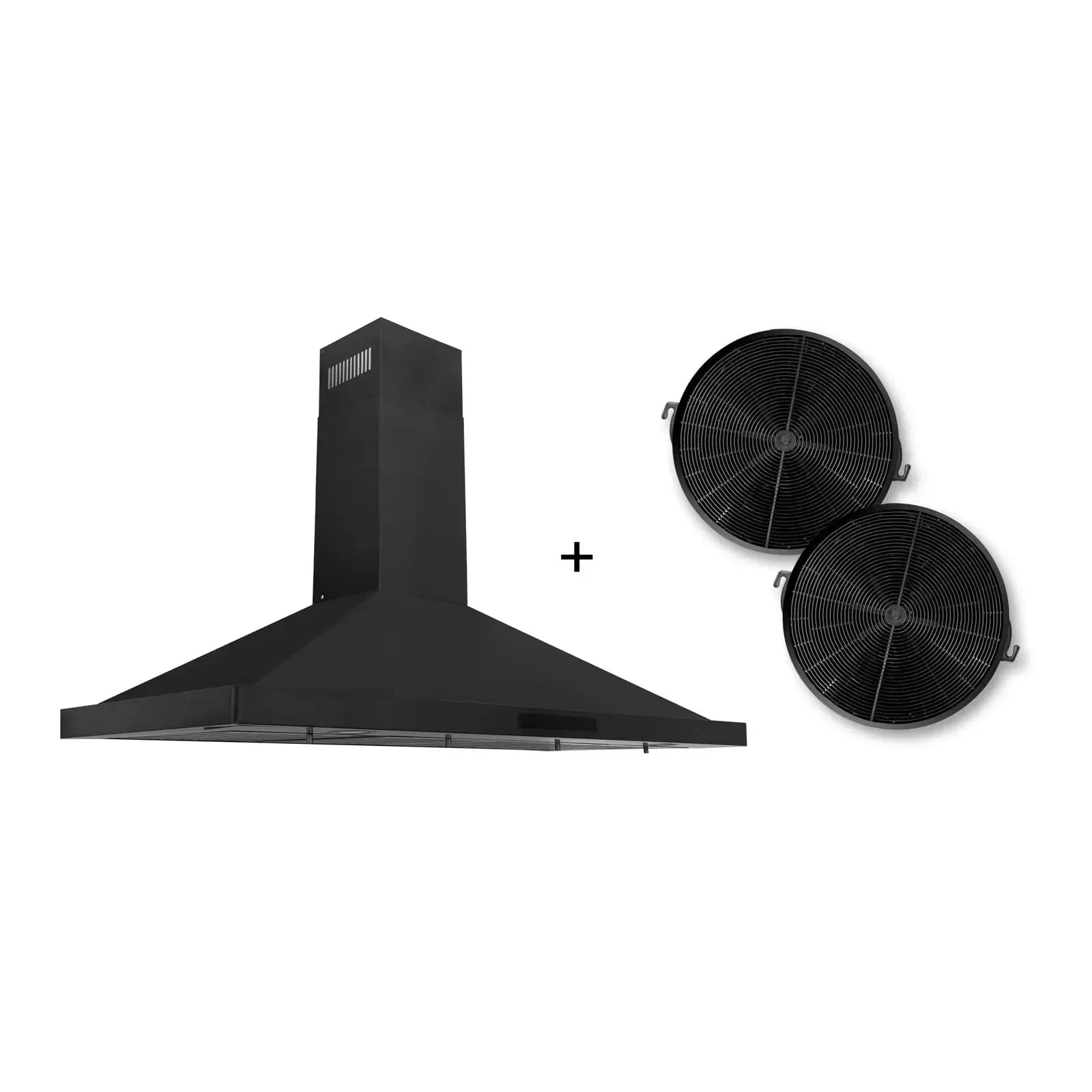 ZLINE 48" Convertible Wall Mount Range Hood in Black Stainless Steel with Set of 2 Charcoal Filters, LED lighting and Dishwasher-Safe Baffle Filters - BSKBN-CF-48 - The Home Selection
