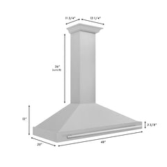 ZLINE 48" DuraSnow® Stainless Steel Range Hood with Shell and Stainless Steel Handle (KB4SNX-48) - The Home Selection