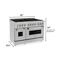 ZLINE 48-Inch 6.0 cu. ft. Electric Oven and Gas Cooktop Dual Fuel Range with Griddle and Brass Burners in Fingerprint Resistant Stainless - RAS-SN-BR-GR-48 - The Home Selection