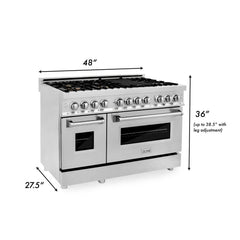 ZLINE 48-Inch 6.0 cu. ft. Electric Oven and Gas Cooktop Dual Fuel Range with Griddle and Brass Burners in Stainless Steel (RA-BR-GR-48) - The Home Selection