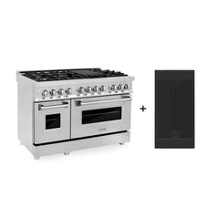 ZLINE 48-Inch 6.0 cu. ft. Electric Oven and Gas Cooktop Dual Fuel Range with Griddle and Brass Burners in Stainless Steel (RA-BR-GR-48) - The Home Selection