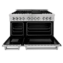 ZLINE 48-Inch 6.0 cu. ft. Electric Oven and Gas Cooktop Dual Fuel Range with Griddle in Fingerprint Resistant Stainless - RAS-SN-GR-48 - The Home Selection