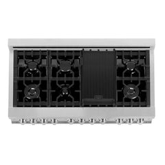 ZLINE 48-Inch 6.0 cu. ft. Electric Oven and Gas Cooktop Dual Fuel Range with Griddle in Fingerprint Resistant Stainless - RAS-SN-GR-48 - The Home Selection
