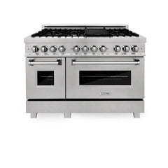 ZLINE 48-Inch 6.0 cu. ft. Electric Oven and Gas Cooktop Dual Fuel Range with Griddle in Fingerprint Resistant Stainless - RAS-SN-GR-48 - The Home Selection