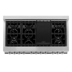 ZLINE 48-Inch 6.0 cu. ft. Electric Oven and Gas Cooktop Dual Fuel Range with Griddle in Stainless Steel - RA-GR-48 - The Home Selection