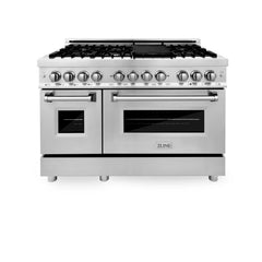 ZLINE 48-Inch 6.0 cu. ft. Electric Oven and Gas Cooktop Dual Fuel Range with Griddle in Stainless Steel - RA-GR-48 - The Home Selection