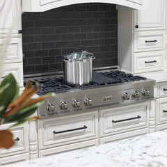 ZLINE 48-Inch Porcelain Gas Stovetop in Fingerprint Resistant Stainless Steel with 7 Gas Burners and Griddle - RTS-GR-48 - The Home Selection