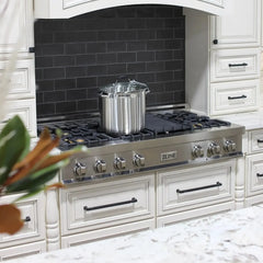 ZLINE 48-Inch Porcelain Gas Stovetop with 7 Gas Brass Burners and Griddle - RT-BR-GR-48 - The Home Selection