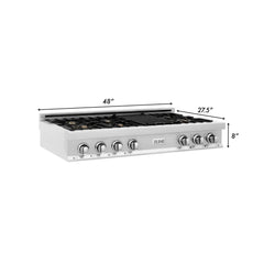 ZLINE 48-Inch Porcelain Gas Stovetop with 7 Gas Brass Burners and Griddle - RT-BR-GR-48 - The Home Selection