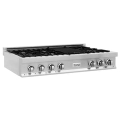 ZLINE 48-Inch Porcelain Gas Stovetop with 7 Gas Burners and Griddle and Griddle - RT-GR-48 - The Home Selection