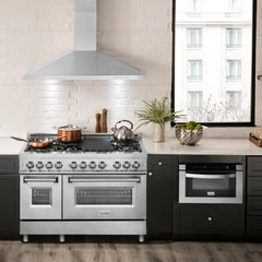 ZLINE 48" Kitchen Package with Stainless Steel Dual Fuel Range and Convertible Vent Range Hood - 2KP-RARH48 - The Home Selection