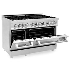 ZLINE 48" Kitchen Package with Stainless Steel Dual Fuel Range, Range Hood, Microwave Drawer and Tall Tub Dishwasher - 4KP-RARH48-MWDWV - The Home Selection
