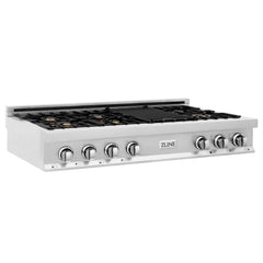 ZLINE 48" Porcelain Gas Stovetop with 7 Gas Burners and Griddle - RT48 - The Home Selection