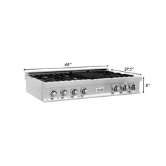 ZLINE 48" Porcelain Gas Stovetop with 7 Gas Burners and Griddle - RT48 - The Home Selection