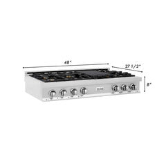 ZLINE 48" Porcelain Gas Stovetop with 7 Gas Burners and Griddle - RT48 - The Home Selection