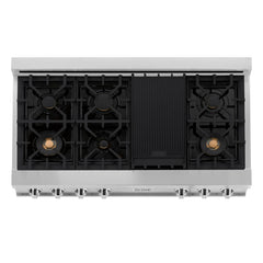 ZLINE 48" Porcelain Gas Stovetop with 7 Gas Burners and Griddle - RT48 - The Home Selection