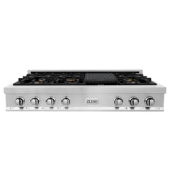 ZLINE 48" Porcelain Gas Stovetop with 7 Gas Burners and Griddle - RT48 - The Home Selection