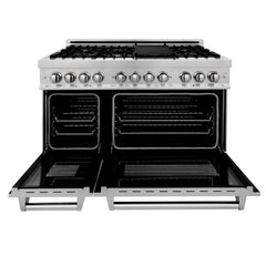 ZLINE 48" Professional Dual Fuel Range in DuraSnow® RAS-SN-48 - The Home Selection