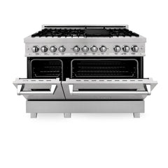 ZLINE 48" Professional Dual Fuel Range in DuraSnow® RAS-SN-48 - The Home Selection